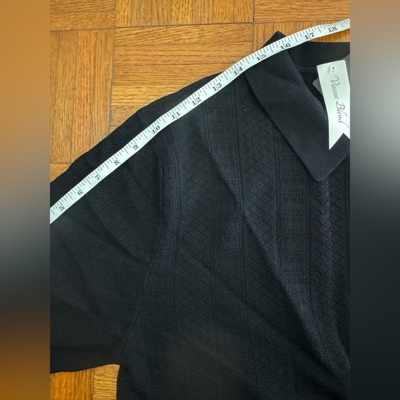 Magaschoni Man Quarter Zip Black Medium Short Sleeve Sweater Polo Top Shirt NWT - Picture 9 of 15